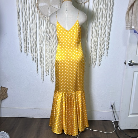 Caroline Constas Amelia Silk Maxi Gown in Saffron and White Polka Dot Size Large - Picture 5 of 12